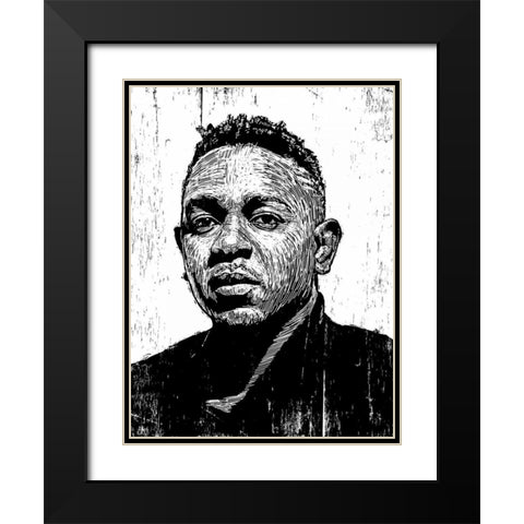 Kendrick Lamar Black Modern Wood Framed Art Print with Double Matting by Shigley, Neil