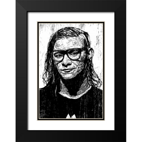 Shrillex Black Modern Wood Framed Art Print with Double Matting by Shigley, Neil