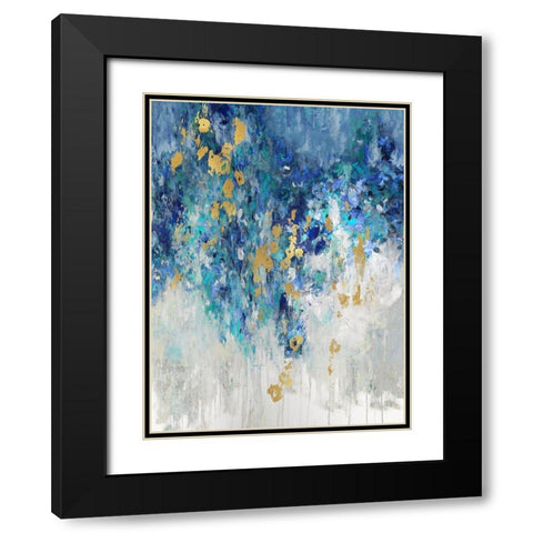 Cascading Blues II Black Modern Wood Framed Art Print with Double Matting by Robbins, Nikki