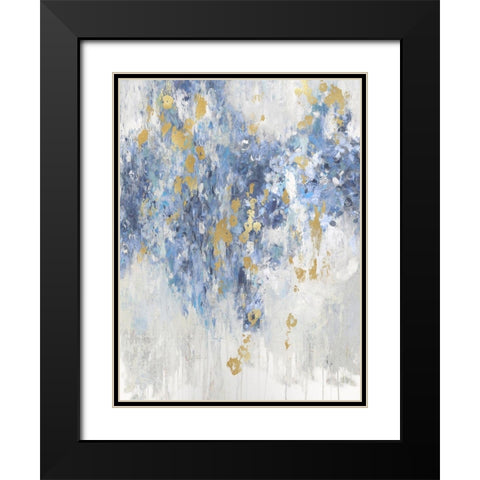 Cascade Indigo with Gold  Black Modern Wood Framed Art Print with Double Matting by Robbins, Nikki