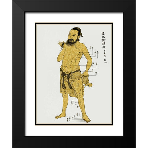 Vintage Acupunture Black Modern Wood Framed Art Print with Double Matting by Jeffries, Oliver