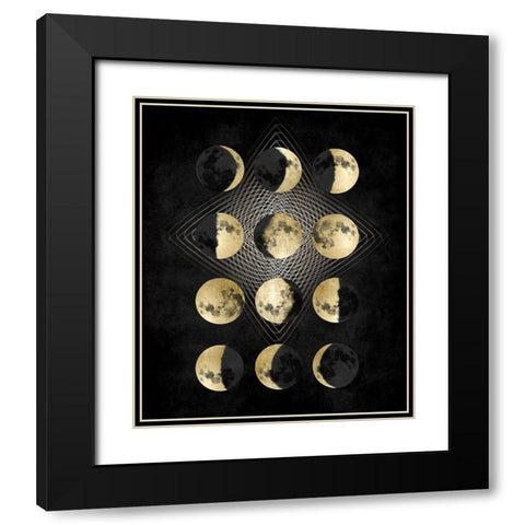 Moon Phases Black Modern Wood Framed Art Print with Double Matting by Jeffries, Oliver