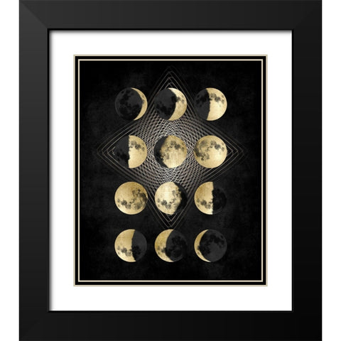 Moon Phases Black Modern Wood Framed Art Print with Double Matting by Jeffries, Oliver