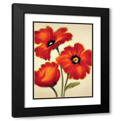 Orange Poppies Black Modern Wood Framed Art Print with Double Matting by Benson, Paula
