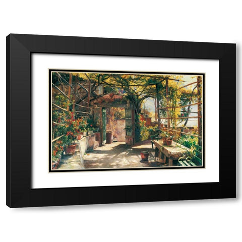 In the Pergola Black Modern Wood Framed Art Print with Double Matting by Monsted, Peder