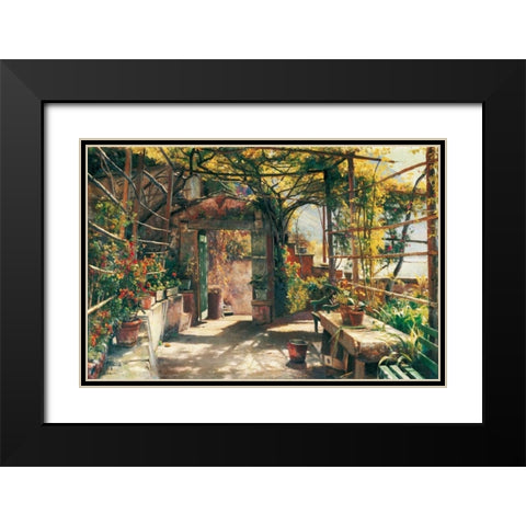 In the Pergola Black Modern Wood Framed Art Print with Double Matting by Monsted, Peder
