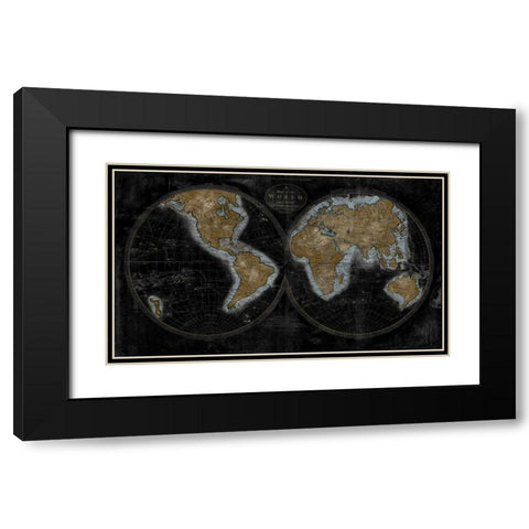 The World In Gold Black Modern Wood Framed Art Print with Double Matting by Brennan, Russell