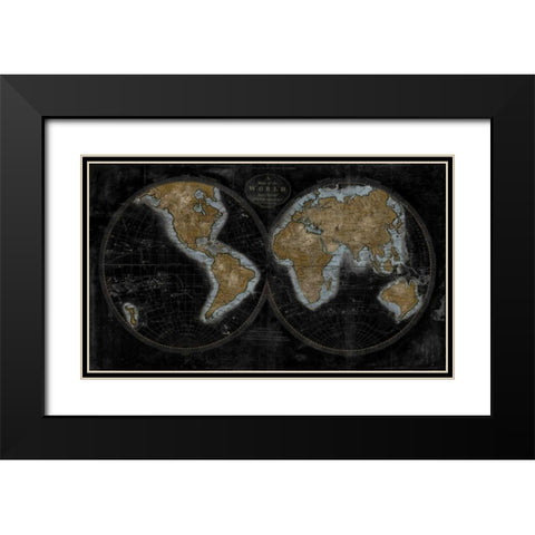 The World In Gold Black Modern Wood Framed Art Print with Double Matting by Brennan, Russell