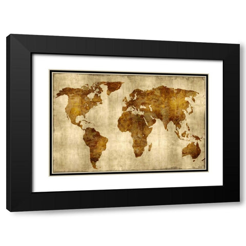 The World - Bronze on Gold Black Modern Wood Framed Art Print with Double Matting by Brennan, Russell