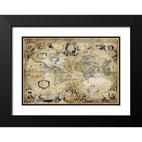 Antique Map I Black Modern Wood Framed Art Print with Double Matting by Brennan, Russell