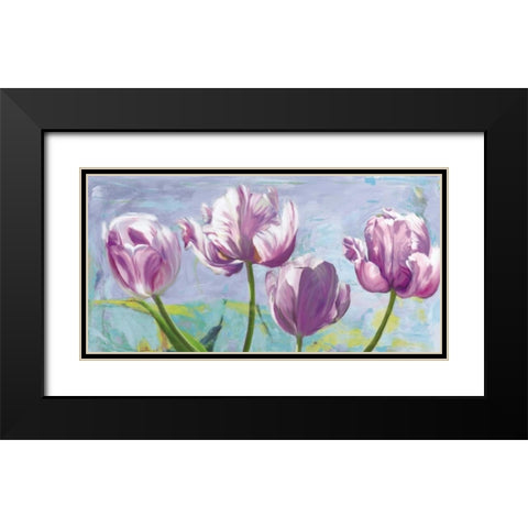 Lilac Tulips Black Modern Wood Framed Art Print with Double Matting by Sadler, Robin