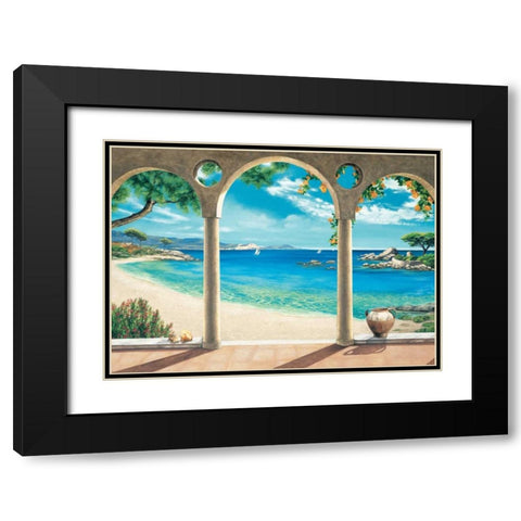 Mediterranean Bay Black Modern Wood Framed Art Print with Double Matting by Dominguez, Robert