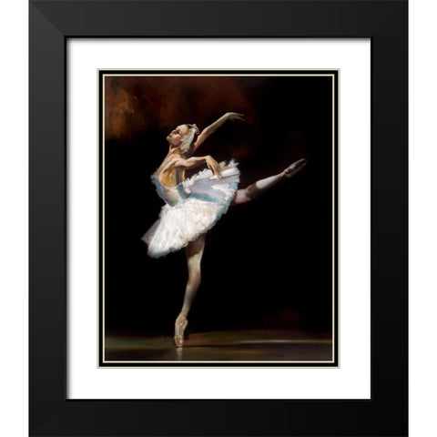 Swan Lake Black Modern Wood Framed Art Print with Double Matting by Di Scenza, Ron