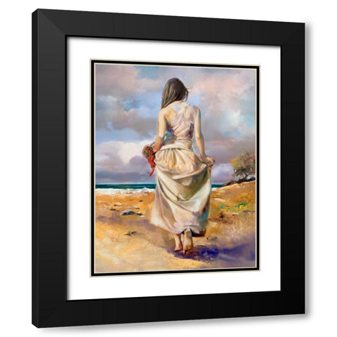 At The Beach Black Modern Wood Framed Art Print with Double Matting by Di Scenza, Ron