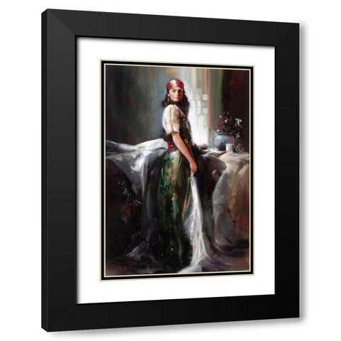 Girl By The Window Black Modern Wood Framed Art Print with Double Matting by Di Scenza, Ron