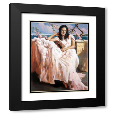 Girl Napoli Black Modern Wood Framed Art Print with Double Matting by Di Scenza, Ron