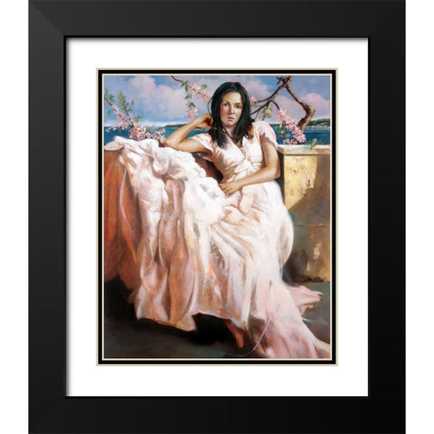 Girl Napoli Black Modern Wood Framed Art Print with Double Matting by Di Scenza, Ron