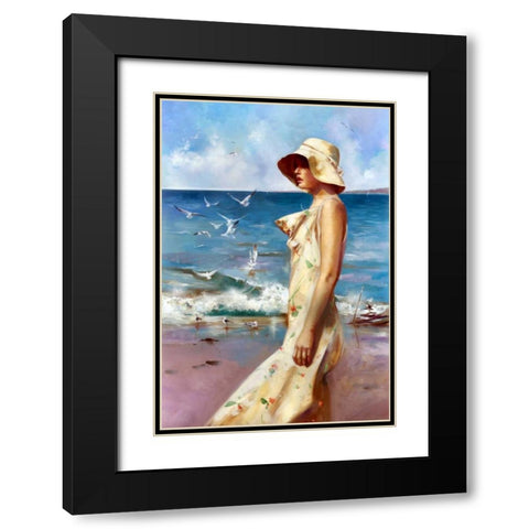 On The Beach Black Modern Wood Framed Art Print with Double Matting by Di Scenza, Ron