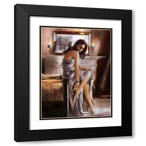 Stepping Out Black Modern Wood Framed Art Print with Double Matting by Di Scenza, Ron