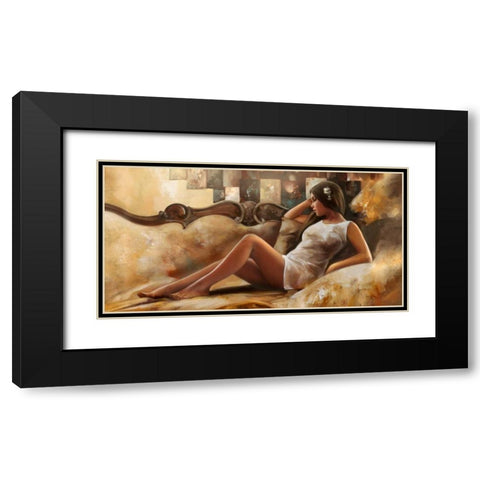 Relax Black Modern Wood Framed Art Print with Double Matting by Di Scenza, Ron
