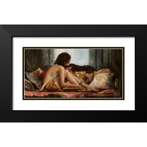 Morning Pause Black Modern Wood Framed Art Print with Double Matting by Di Scenza, Ron