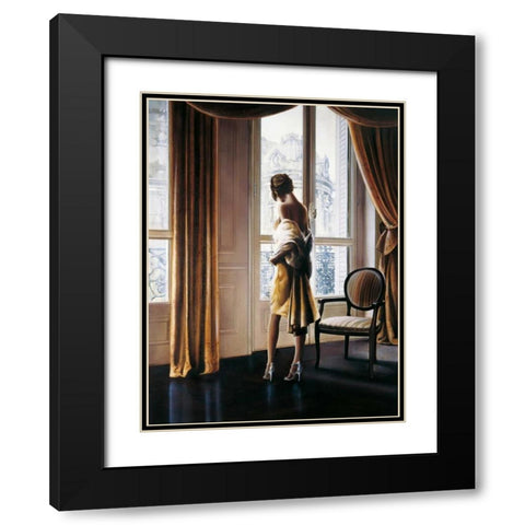 Parisienne Black Modern Wood Framed Art Print with Double Matting by Di Scenza, Ron