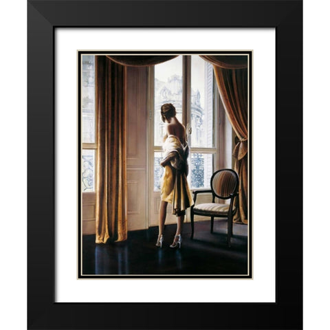 Parisienne Black Modern Wood Framed Art Print with Double Matting by Di Scenza, Ron