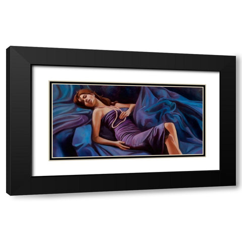Coco Pearls Black Modern Wood Framed Art Print with Double Matting by Di Scenza, Ron