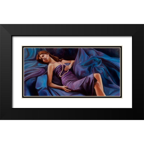 Coco Pearls Black Modern Wood Framed Art Print with Double Matting by Di Scenza, Ron