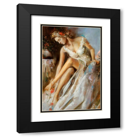 Woman Primavera Black Modern Wood Framed Art Print with Double Matting by Di Scenza, Ron