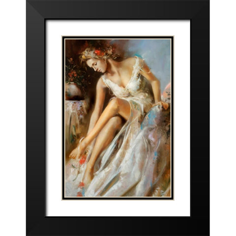 Woman Primavera Black Modern Wood Framed Art Print with Double Matting by Di Scenza, Ron