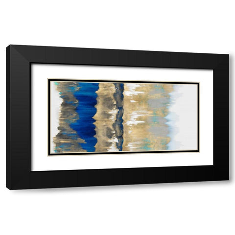 Resonate in Gold and Blue Black Modern Wood Framed Art Print with Double Matting by Springer, Rachel
