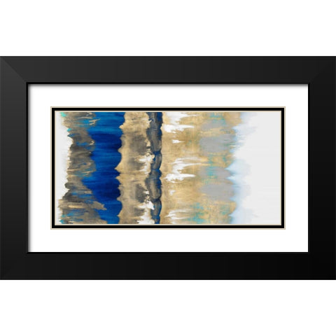 Resonate in Gold and Blue Black Modern Wood Framed Art Print with Double Matting by Springer, Rachel
