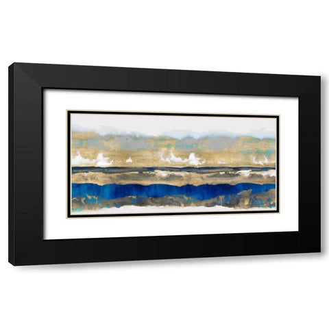 Strata in Blue and Gold Black Modern Wood Framed Art Print with Double Matting by Springer, Rachel
