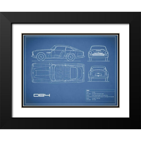 Aston DB4 -Blue Black Modern Wood Framed Art Print with Double Matting by Rogan, Mark