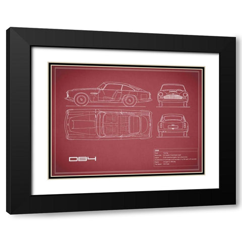 Aston DB4 -Maroon Black Modern Wood Framed Art Print with Double Matting by Rogan, Mark