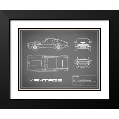 Aston V8 Vantage-Grey Black Modern Wood Framed Art Print with Double Matting by Rogan, Mark