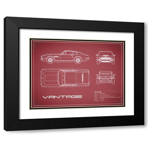 Aston V8 Vantage-Maroon Black Modern Wood Framed Art Print with Double Matting by Rogan, Mark