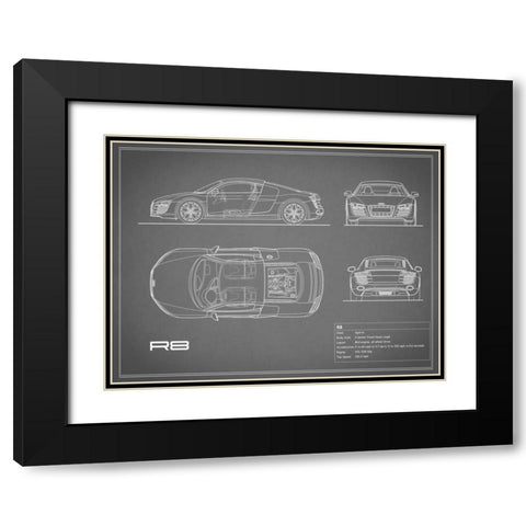 Audi R8 V10-Grey Black Modern Wood Framed Art Print with Double Matting by Rogan, Mark