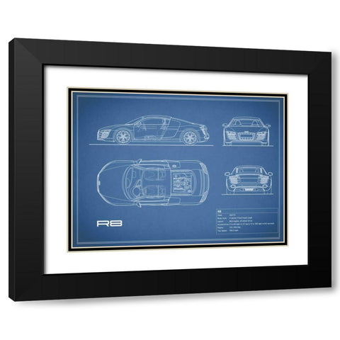Audi R8 V10-Blue Black Modern Wood Framed Art Print with Double Matting by Rogan, Mark
