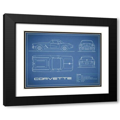 Corvette 33BHP-Blue Black Modern Wood Framed Art Print with Double Matting by Rogan, Mark