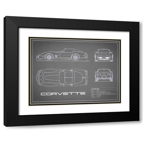 Corvette C3-Grey Black Modern Wood Framed Art Print with Double Matting by Rogan, Mark