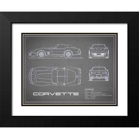 Corvette C3-Grey Black Modern Wood Framed Art Print with Double Matting by Rogan, Mark