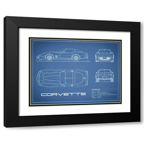 Corvette C3-Blue Black Modern Wood Framed Art Print with Double Matting by Rogan, Mark