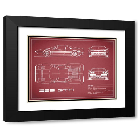 Ferrari 288-GTO-Maroon Black Modern Wood Framed Art Print with Double Matting by Rogan, Mark