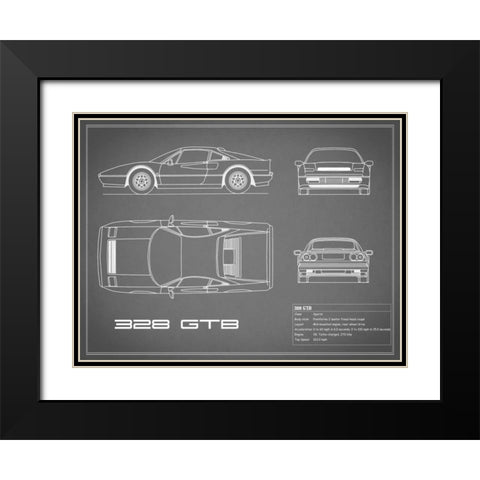 Ferrari 328-GTB-Grey Black Modern Wood Framed Art Print with Double Matting by Rogan, Mark