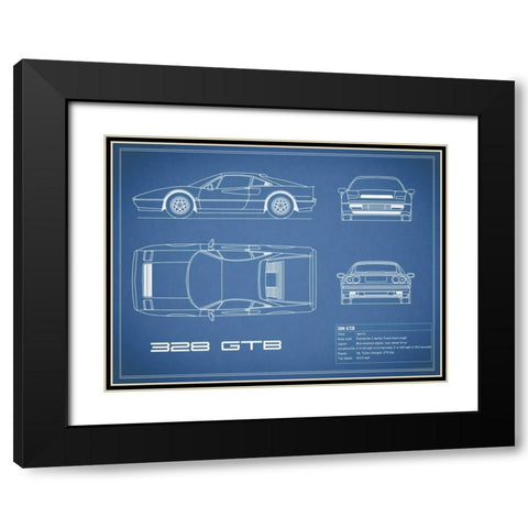 Ferrari 328-GTB-Blue Black Modern Wood Framed Art Print with Double Matting by Rogan, Mark