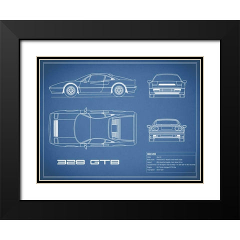 Ferrari 328-GTB-Blue Black Modern Wood Framed Art Print with Double Matting by Rogan, Mark