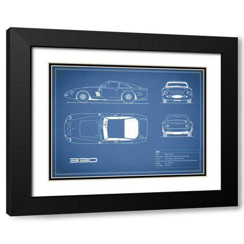 Ferrari 330-Blue Black Modern Wood Framed Art Print with Double Matting by Rogan, Mark