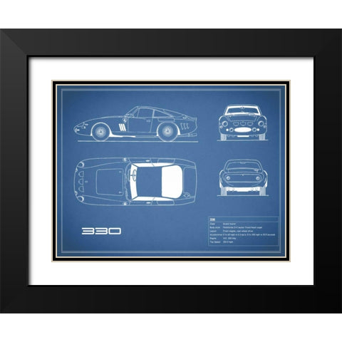 Ferrari 330-Blue Black Modern Wood Framed Art Print with Double Matting by Rogan, Mark